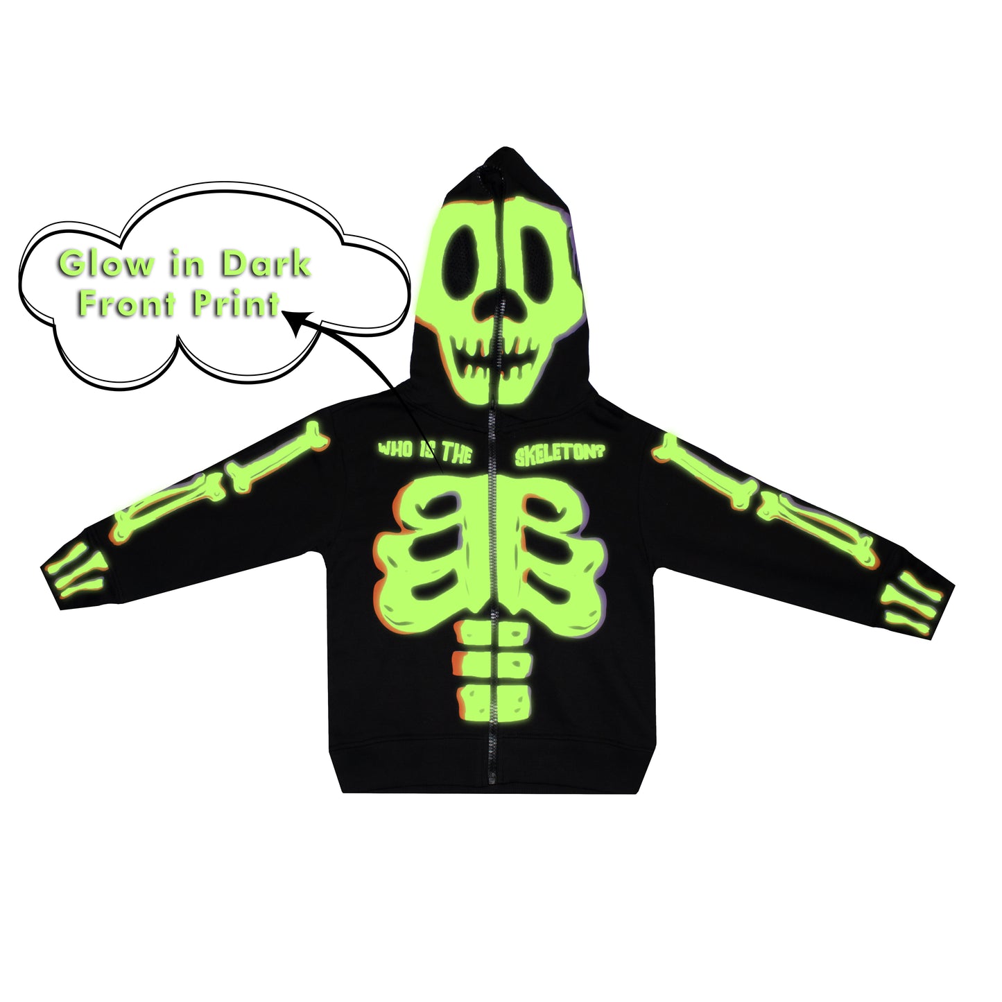Disney Mickey Mouse Glow In Dark Zipper Boys Hoodie